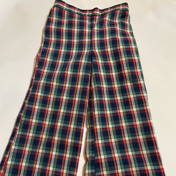 Buster Brown Red and Green Casual plaid bell bottoms Wide-Leg pants - Picture 1 of 5
